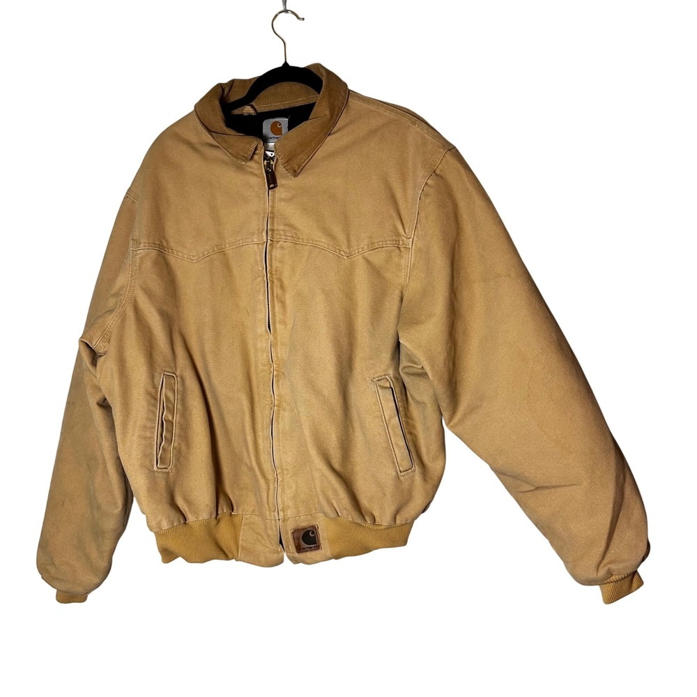 Vintage Carhartt J14WET Santa Fe Jacket XL Wheat Duck Canvas Quilt Lined Workwea